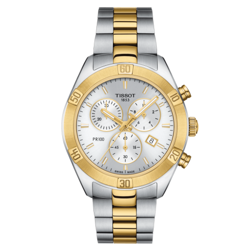 Tissot PR 100 Sport Chic Chronograph 38 Stainless Steel - Yellow Gold / Silver / Bracelet